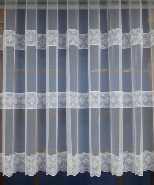 Biela záclona, vyšívaná č. 33 tri rady vzoru -LACNÁ